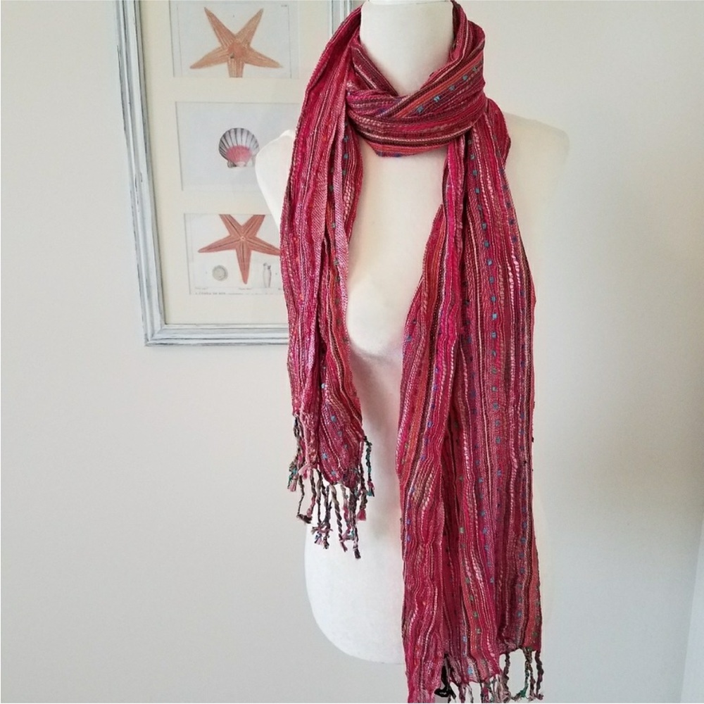 NEW pink boho fringe scarf